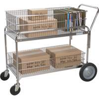 Wire Mesh Office Mail Cart, 250 lbs. Capacity, Chrome, 23" D x 42" L x 38" H, Chrome Plated Air Extreme Inc.