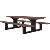 Recycled Plastic Picnic Tables, 6' L x 61-1/2" W, Brown Air Extreme Inc.
