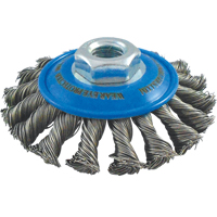 Knotted Wire Wheel Saucer Brushes, 4" Dia., 0.02" Fill, 5/8"-11 Arbor, Stainless Steel Air Extreme Inc.