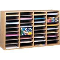 Adjustable Compartment Literature Organizer, Stationary, 36 Slots, Wood, 39-1/4" W x 11-3/4" D x 24" H Air Extreme Inc.