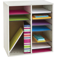 Adjustable Compartment Literature Organizer, Stationary, 16 Slots, Wood, 19-1/2" W x 11-3/4" D x 21" H Air Extreme Inc.