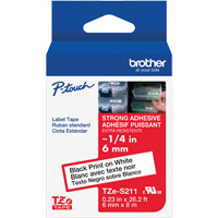 Extra-Strength Laminated Tape for P-Touch Label Makers, 6 mm x 8 m, Black on White Air Extreme Inc.