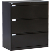 Lateral Filing Cabinet, Steel, 3 Drawers, 36" W x 18" D x 40-1/16" H, Black Air Extreme Inc.