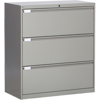 Lateral Filing Cabinet, Steel, 3 Drawers, 36" W x 18" D x 40-1/16" H, Grey Air Extreme Inc.