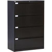 Lateral Filing Cabinet, Steel, 4 Drawers, 36" W x 18" D x 53-3/8" H, Black Air Extreme Inc.