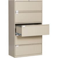 Lateral Filing Cabinet, Steel, 5 Drawers, 36" W x 18" D x 65-1/2" H, Beige Air Extreme Inc.