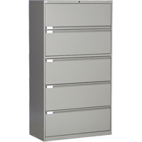 Lateral Filing Cabinet, Steel, 5 Drawers, 36" W x 18" D x 65-1/2" H, Grey Air Extreme Inc.