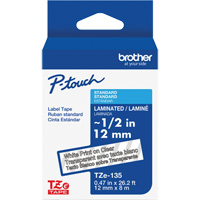 Ruban lamin&eacute; pour P-Touch, 12 mm x 8 m, Blanc sur transparent Air Extreme Inc.