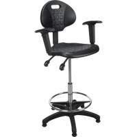 Tabouret ergonomique robuste avec accoudoirs r&eacute;glables, Stationnaire, Ajustable, 39" - 48", Polyur&eacute;thane Si&egrave;ge, Noir Air Extreme Inc.