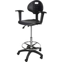 Heavy-Duty Ergonomic Stool with Adjustable Arm Rests & Nylon Stem Casters, Mobile, Adjustable, 39" - 48", Polyurethane Seat, Black Air Extreme Inc.