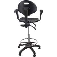 Heavy-Duty Ergonomic Stool with Adjustable Arm Rests & Nylon Stem Casters, Mobile, Adjustable, 39" - 48", Polyurethane Seat, Black Air Extreme Inc.