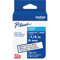 TZe-211 Laminated Tape for TZe-Compatible P-Touch Label Makers, Black on White, 0.23" Width Air Extreme Inc.