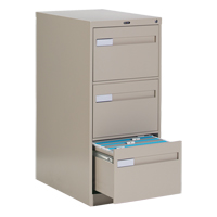 Vertical Filing Cabinet with Recessed Drawer Handles, 3 Drawers, 18.15" W x 26.56" D x 40" H, Beige Air Extreme Inc.
