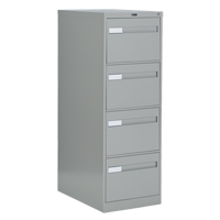 Vertical Filing Cabinet with Recessed Drawer Handles, 4 Drawers, 18.15" W x 26.56" D x 52" H, Grey Air Extreme Inc.