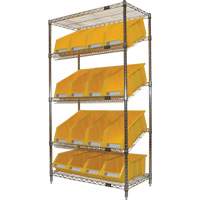 Slanted Wire Shelf with Bins, 5 Tiers, 36" W x 63" H x 18" D Air Extreme Inc.