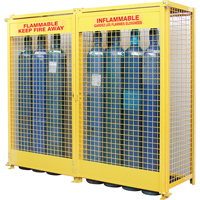 Gas Cylinder Cabinets, 20 Cylinder Capacity, 88" W x 30" D x 74" H, Yellow Air Extreme Inc.