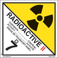 &eacute;tiquettes d'exp&eacute;dition TMD, Classe 7, Radioactif II, Papier Air Extreme Inc.