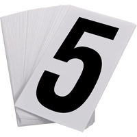 Num&eacute;ros autocollants, 5, 3-1/2" h, Noir sur blanc Air Extreme Inc.