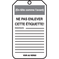 Lockout Tags, Cardstock, 3-1/8" W x 5-7/8" H, French Air Extreme Inc.