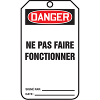 Lockout Tags, Cardstock, 3-1/8" W x 5-7/8" H, French Air Extreme Inc.