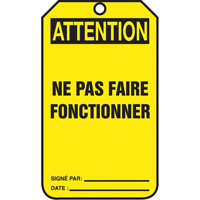 Lockout Tags, Cardstock, 3-1/8" W x 5-7/8" H, French Air Extreme Inc.