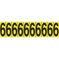 Individual Adhesive Number Markers, 6, 1-15/16" H, Black on Yellow Air Extreme Inc.