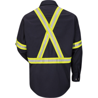 Work Shirt with Reflective Trim, Cotton/Nylon, Medium, High Visibility Orange Air Extreme Inc.