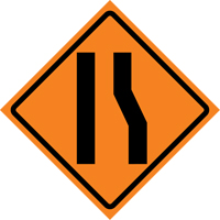 Merge Left Roll-Up Traffic Sign, 36" x 36", Vinyl, Pictogram Air Extreme Inc.