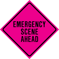 "Emergency Scene Ahead" Roll-Up Traffic Sign, 36" x 36", Vinyl, English Air Extreme Inc.