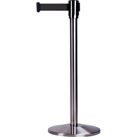 Free-Standing Crowd Control Barrier, Steel, 35" H, Black Tape, 7' Tape Length Air Extreme Inc.