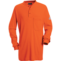 Flame-Resistant Long Sleeve Tagless Henley Shirts, Small, Orange Air Extreme Inc.