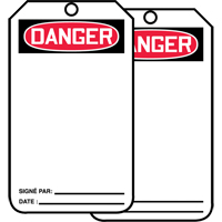 &eacute;tiquettes de s&eacute;curit&eacute; avec ent&ecirc;te vierge, Papier cartonn&eacute;, 3-1/8" la x 5-7/8" h, Français Air Extreme Inc.