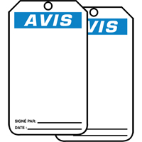 &eacute;tiquettes de s&eacute;curit&eacute; en français - &eacute;tiquettes avec ent&ecirc;ge vierge, Papier cartonn&eacute;, 3-1/8" la x 5-7/8" h, Français Air Extreme Inc.