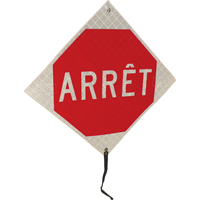 "Arr&ecirc;t" Rolled-Up Traffic Sign, 24" x 24", Vinyl, French Air Extreme Inc.