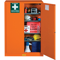 Emergency Preparedness Storage Cabinets, Steel, 4 Shelves, 65" H x 43" W x 18" D, Orange Air Extreme Inc.