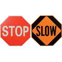 Double-Sided "Stop/Slow" Traffic Control Sign, 18" x 18", Plastic, English with Pictogram Air Extreme Inc.