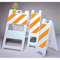 Barricades, Folding, 25" L x 45" H, Orange/White Air Extreme Inc.
