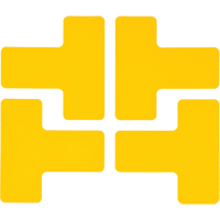 Floor Corner Marks, T, 5" L x 2" W, Yellow, Polyester Air Extreme Inc.