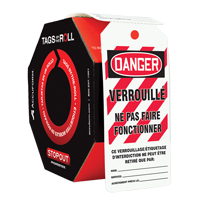 Tags By-The-Roll Lockout Tags, Plastic, 3" W x 6-1/4" H, French Air Extreme Inc.