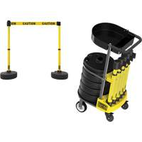 PLUS Barrier Post Cart Kit with Tray, 75' L, Metal, Yellow Air Extreme Inc.