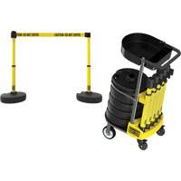PLUS Barrier Post Cart Kit with Tray, 75' L, Metal, Yellow Air Extreme Inc.