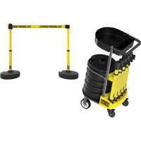 PLUS Barrier Post Cart Kit with Tray, 75' L, Metal, Yellow Air Extreme Inc.