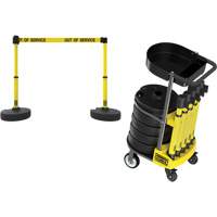 PLUS Barrier Post Cart Kit with Tray, 75' L, Metal, Yellow Air Extreme Inc.