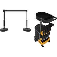 PLUS Barrier Post Cart Kit with Tray, 75' L, Metal, Black Air Extreme Inc.