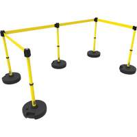 PLUS Barrier Post Set X5, Plastic, 42" H, Yellow Tape, 15' Tape Length Air Extreme Inc.