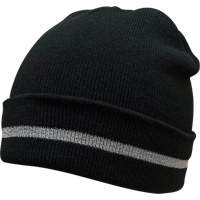 Knit Hat with Silver Reflective Stripe, One Size, Black Air Extreme Inc.