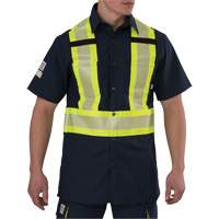Chemise &agrave; manches courtes haute visibilit&eacute; r&eacute;sistant &agrave; la d&eacute;chirure, Polyester, Petit, Bleu marin Air Extreme Inc.