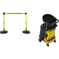 Plus Portable Barrier System Cart Package with Tray, 75' L, Metal/Plastic, Yellow Air Extreme Inc.