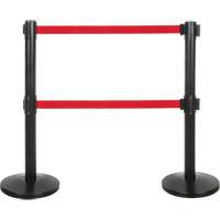 Dual Belt Crowd Control Barrier, Steel, 35" H, Red Tape, 7' Tape Length Air Extreme Inc.
