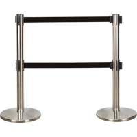 Dual Belt Crowd Control Barrier, Steel, 35" H, Black Tape, 7' Tape Length Air Extreme Inc.